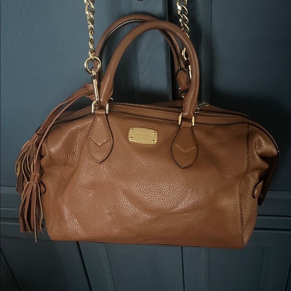Michael Kors brown Leather Satchel with Gold Accents